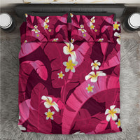 Pink Banana Leaf Hawaii Bedding Set Lau Maia Plumeria Tropical Summer Vibes LT14 Pink - Polynesian Pride