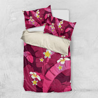 Pink Banana Leaf Hawaii Bedding Set Lau Maia Plumeria Tropical Summer Vibes LT14 US Twin 172cm x 218cm Pink - Polynesian Pride