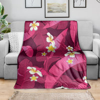 Pink Banana Leaf Hawaii Blanket Lau Maia Plumeria Tropical Summer Vibes LT14 - Polynesian Pride