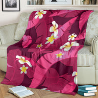 Pink Banana Leaf Hawaii Blanket Lau Maia Plumeria Tropical Summer Vibes LT14 - Polynesian Pride