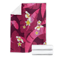 Pink Banana Leaf Hawaii Blanket Lau Maia Plumeria Tropical Summer Vibes LT14 - Polynesian Pride