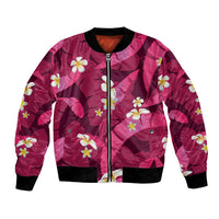 Pink Banana Leaf Hawaii Bomber Jacket Lau Maia Plumeria Tropical Summer Vibes LT14 Unisex Pink - Polynesian Pride