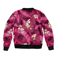 Pink Banana Leaf Hawaii Bomber Jacket Lau Maia Plumeria Tropical Summer Vibes LT14 - Polynesian Pride