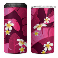 Pink Banana Leaf Hawaii 4 in 1 Can Cooler Tumbler Lau Maia Plumeria Tropical Summer Vibes LT14 One Size: 16 oz Pink - Polynesian Pride
