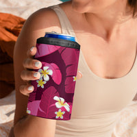 Pink Banana Leaf Hawaii 4 in 1 Can Cooler Tumbler Lau Maia Plumeria Tropical Summer Vibes LT14 - Polynesian Pride