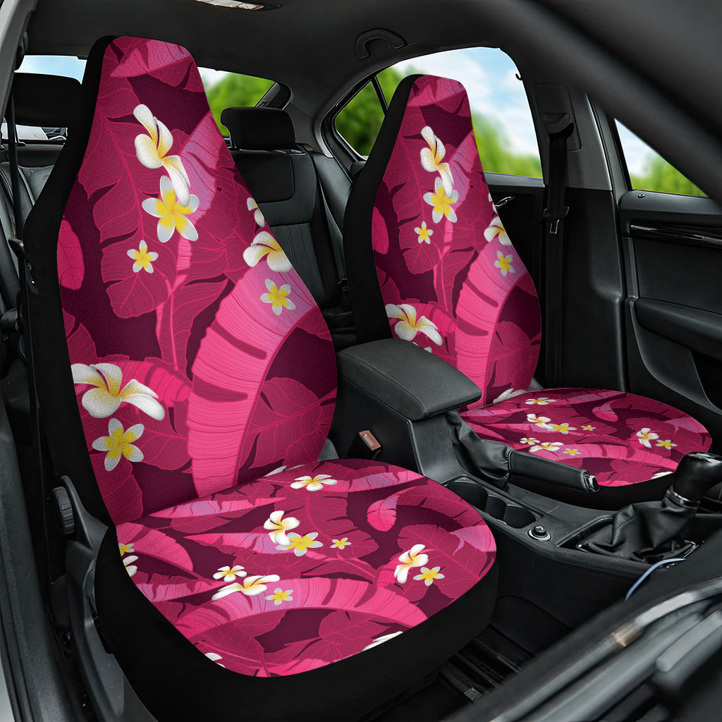 Pink Banana Leaf Hawaii Car Seat Cover Lau Maia Plumeria Tropical Summer Vibes LT14 One Size Pink - Polynesian Pride