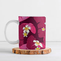 Pink Banana Leaf Hawaii Ceramic Mug Lau Maia Plumeria Tropical Summer Vibes LT14 Pink - Polynesian Pride