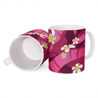 Pink Banana Leaf Hawaii Ceramic Mug Lau Maia Plumeria Tropical Summer Vibes LT14 - Polynesian Pride