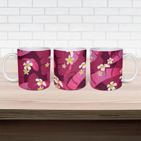 Pink Banana Leaf Hawaii Ceramic Mug Lau Maia Plumeria Tropical Summer Vibes LT14 - Polynesian Pride