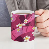 Pink Banana Leaf Hawaii Ceramic Mug Lau Maia Plumeria Tropical Summer Vibes LT14 - Polynesian Pride