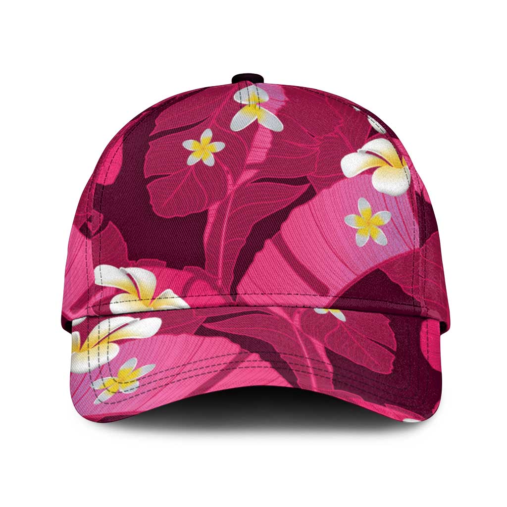 Pink Banana Leaf Hawaii Classic Cap Lau Maia Plumeria Tropical Summer Vibes LT14 Universal Fit Pink - Polynesian Pride