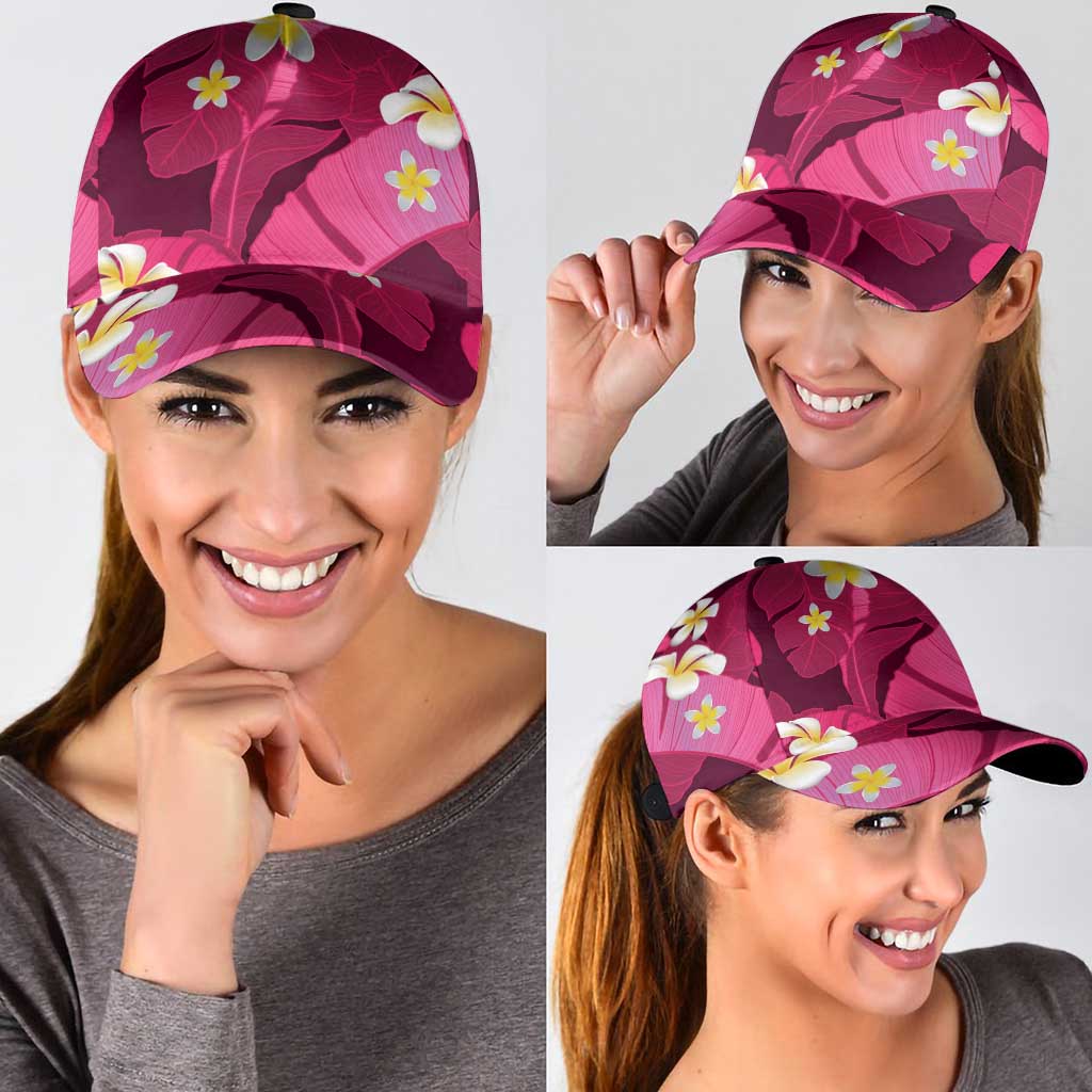 Pink Banana Leaf Hawaii Classic Cap Lau Maia Plumeria Tropical Summer Vibes LT14 - Polynesian Pride