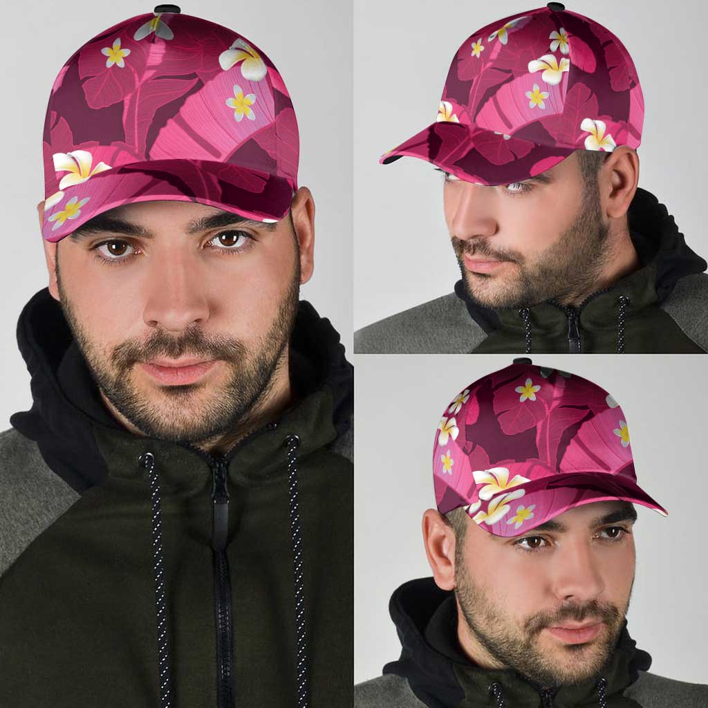 Pink Banana Leaf Hawaii Classic Cap Lau Maia Plumeria Tropical Summer Vibes LT14 - Polynesian Pride