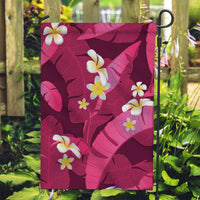 Pink Banana Leaf Hawaii Garden Flag Lau Maia Plumeria Tropical Summer Vibes LT14 Garden Flag Pink - Polynesian Pride