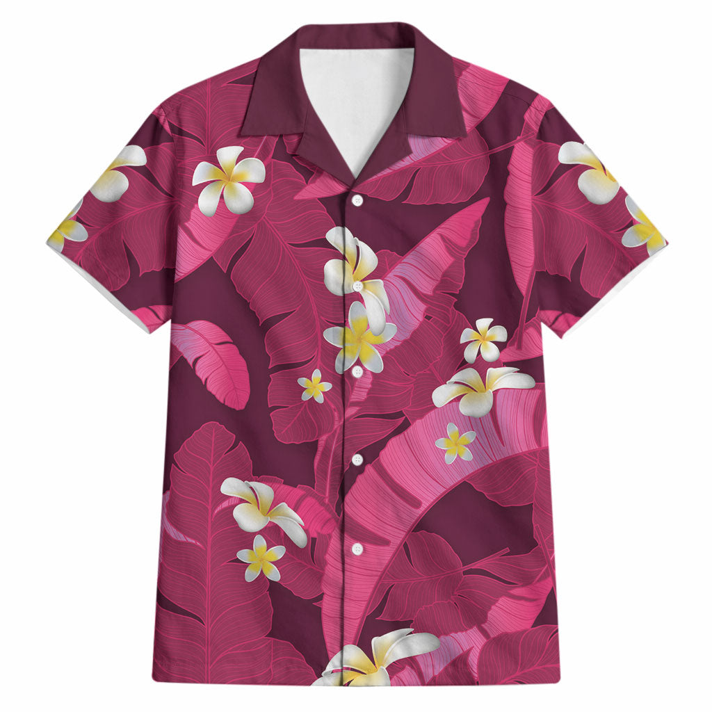 Pink Banana Leaf Hawaii Hawaiian Shirt Lau Maia Plumeria Tropical Summer Vibes LT14 Pink - Polynesian Pride