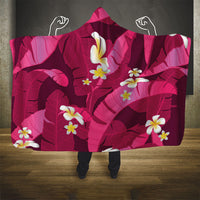 Pink Banana Leaf Hawaii Hooded Blanket Lau Maia Plumeria Tropical Summer Vibes LT14 - Polynesian Pride