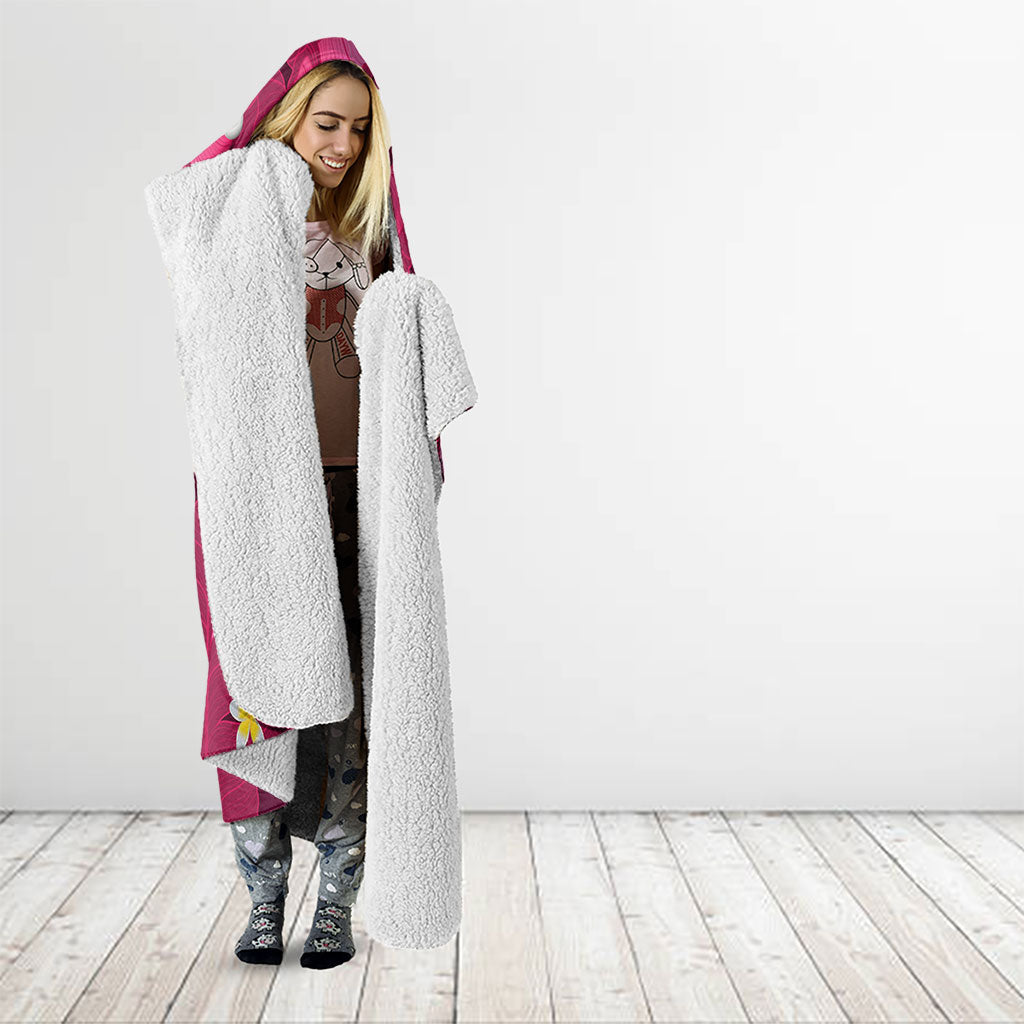 Pink Banana Leaf Hawaii Hooded Blanket Lau Maia Plumeria Tropical Summer Vibes LT14 - Polynesian Pride