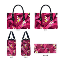 Pink Banana Leaf Hawaii Leather Bag Lau Maia Plumeria Tropical Summer Vibes LT14 - Polynesian Pride