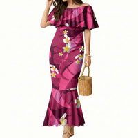 Pink Banana Leaf Hawaii Mermaid Dress Lau Maia Plumeria Tropical Summer Vibes LT14 Women Pink - Polynesian Pride