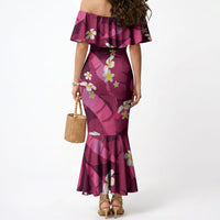 Pink Banana Leaf Hawaii Mermaid Dress Lau Maia Plumeria Tropical Summer Vibes LT14 - Polynesian Pride