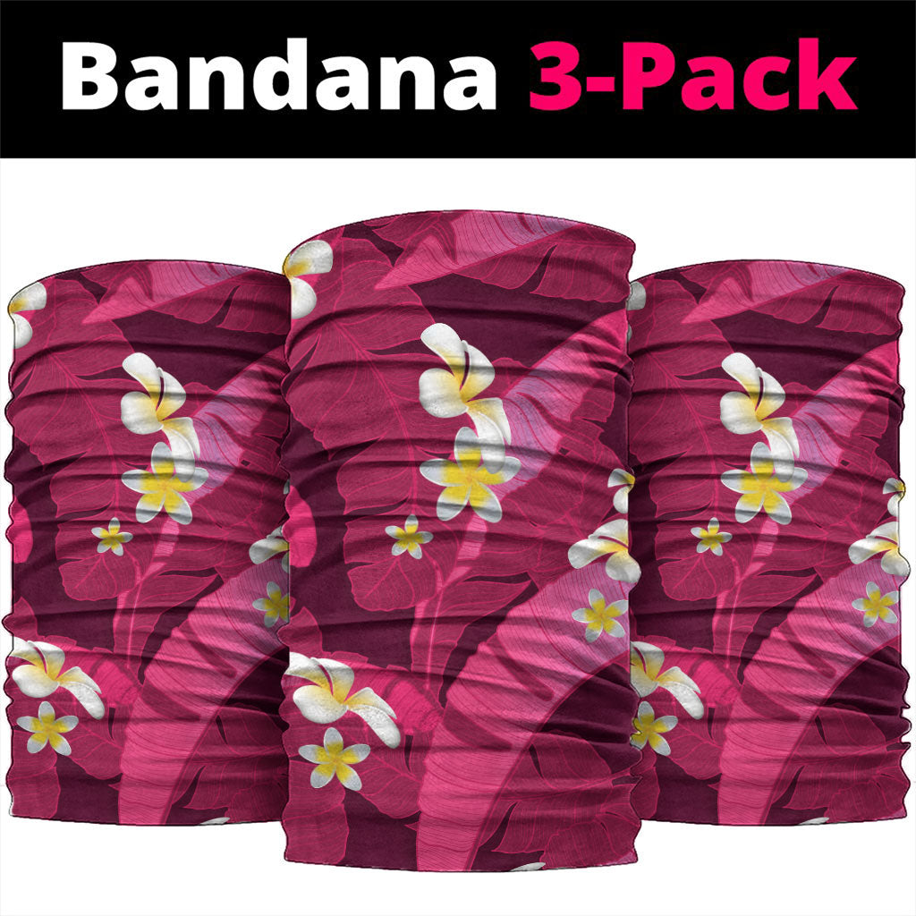 Pink Banana Leaf Hawaii Neck Gaiter Lau Maia Plumeria Tropical Summer Vibes LT14 package One Size: 25*50cm Pink - Polynesian Pride