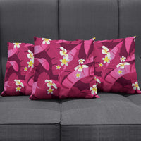 Pink Banana Leaf Hawaii Pillow Cover Lau Maia Plumeria Tropical Summer Vibes LT14 - Polynesian Pride