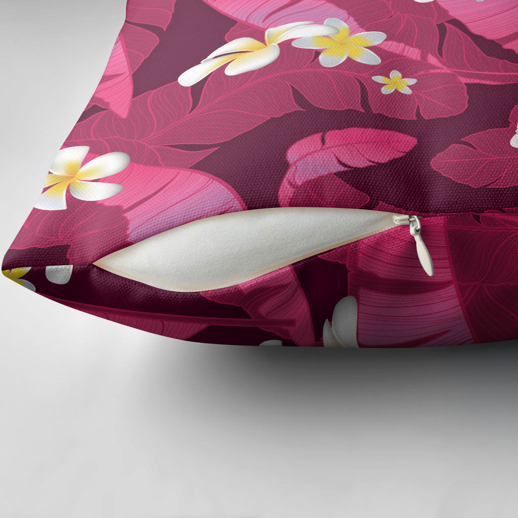 Pink Banana Leaf Hawaii Pillow Cover Lau Maia Plumeria Tropical Summer Vibes LT14 - Polynesian Pride
