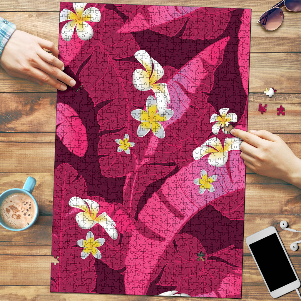 Pink Banana Leaf Hawaii Puzzle Lau Maia Plumeria Tropical Summer Vibes LT14 Pink - Polynesian Pride