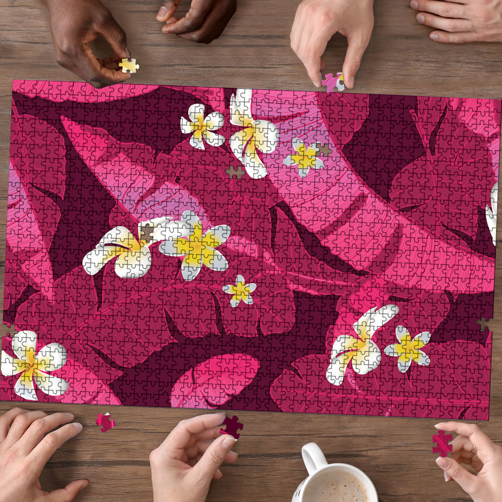 Pink Banana Leaf Hawaii Puzzle Lau Maia Plumeria Tropical Summer Vibes LT14 - Polynesian Pride