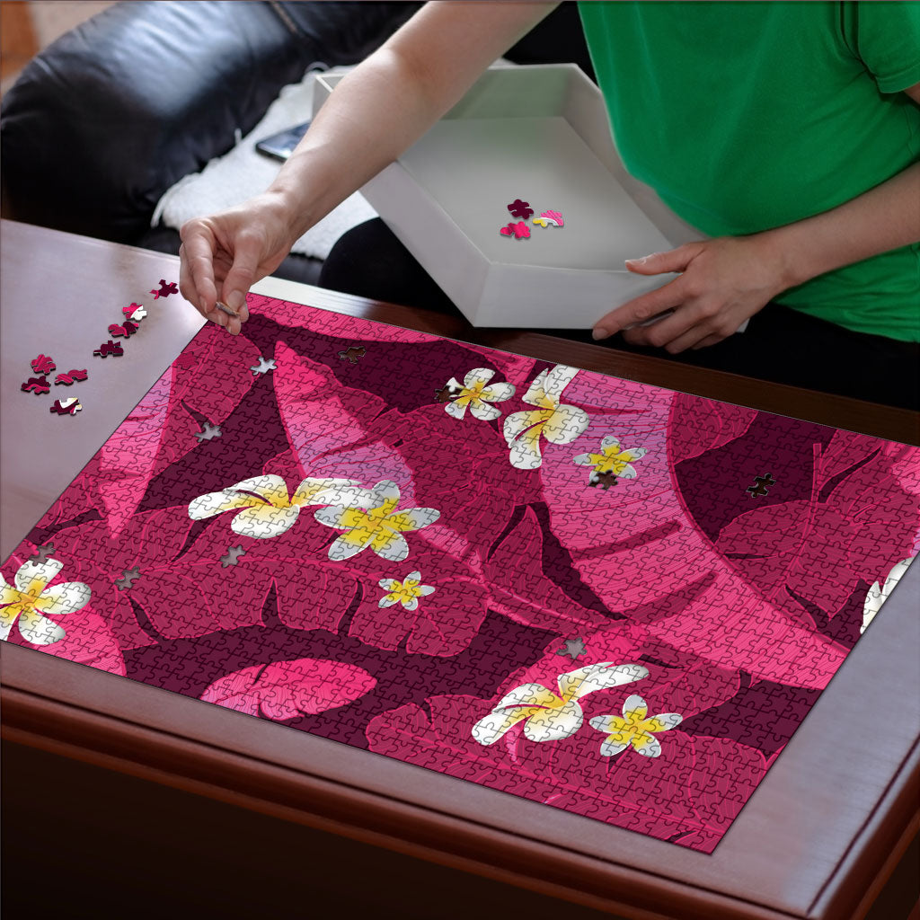 Pink Banana Leaf Hawaii Puzzle Lau Maia Plumeria Tropical Summer Vibes LT14 - Polynesian Pride