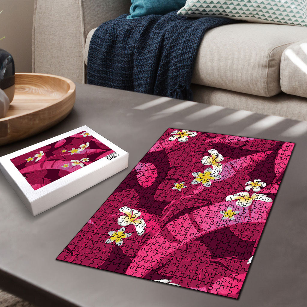 Pink Banana Leaf Hawaii Puzzle Lau Maia Plumeria Tropical Summer Vibes LT14 - Polynesian Pride