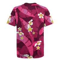 Pink Banana Leaf Hawaii Rugby Jersey Lau Maia Plumeria Tropical Summer Vibes LT14 - Polynesian Pride