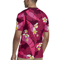 Pink Banana Leaf Hawaii Rugby Jersey Lau Maia Plumeria Tropical Summer Vibes LT14 - Polynesian Pride