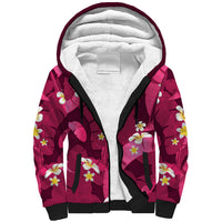 Pink Banana Leaf Hawaii Sherpa Hoodie Lau Maia Plumeria Tropical Summer Vibes LT14 Unisex Pink - Polynesian Pride