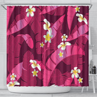 Pink Banana Leaf Hawaii Shower Curtain Lau Maia Plumeria Tropical Summer Vibes LT14 - Polynesian Pride
