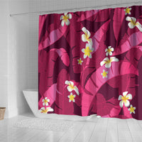 Pink Banana Leaf Hawaii Shower Curtain Lau Maia Plumeria Tropical Summer Vibes LT14 - Polynesian Pride