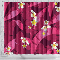 Pink Banana Leaf Hawaii Shower Curtain Lau Maia Plumeria Tropical Summer Vibes LT14 - Polynesian Pride