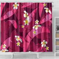 Pink Banana Leaf Hawaii Shower Curtain Lau Maia Plumeria Tropical Summer Vibes LT14 - Polynesian Pride
