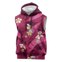 Pink Banana Leaf Hawaii Sleeveless Hoodie Lau Maia Plumeria Tropical Summer Vibes LT14 Pink - Polynesian Pride