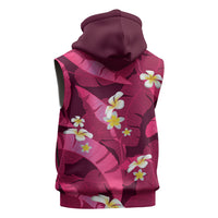 Pink Banana Leaf Hawaii Sleeveless Hoodie Lau Maia Plumeria Tropical Summer Vibes LT14 - Polynesian Pride