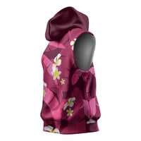 Pink Banana Leaf Hawaii Sleeveless Hoodie Lau Maia Plumeria Tropical Summer Vibes LT14 - Polynesian Pride