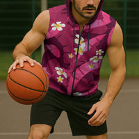 Pink Banana Leaf Hawaii Sleeveless Zip Hoodie Lau Maia Plumeria Tropical Summer Vibes LT14 - Polynesian Pride