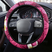 Pink Banana Leaf Hawaii Steering Wheel Cover Lau Maia Plumeria Tropical Summer Vibes LT14 - Polynesian Pride