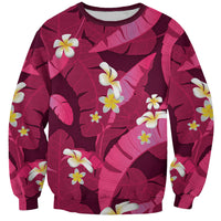 Pink Banana Leaf Hawaii Sweatshirt Lau Maia Plumeria Tropical Summer Vibes LT14 Unisex Pink - Polynesian Pride