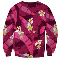 Pink Banana Leaf Hawaii Sweatshirt Lau Maia Plumeria Tropical Summer Vibes LT14 - Polynesian Pride