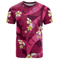Pink Banana Leaf Hawaii T Shirt Lau Maia Plumeria Tropical Summer Vibes LT14 Pink - Polynesian Pride