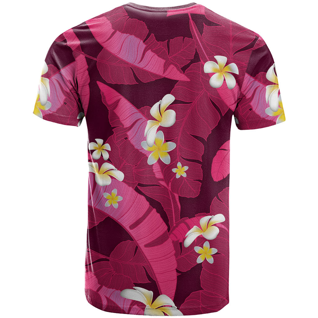 Pink Banana Leaf Hawaii T Shirt Lau Maia Plumeria Tropical Summer Vibes LT14 - Polynesian Pride