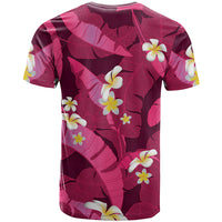 Pink Banana Leaf Hawaii T Shirt Lau Maia Plumeria Tropical Summer Vibes LT14 - Polynesian Pride