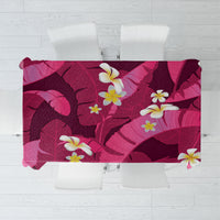 Pink Banana Leaf Hawaii Tablecloth Lau Maia Plumeria Tropical Summer Vibes LT14 Pink - Polynesian Pride