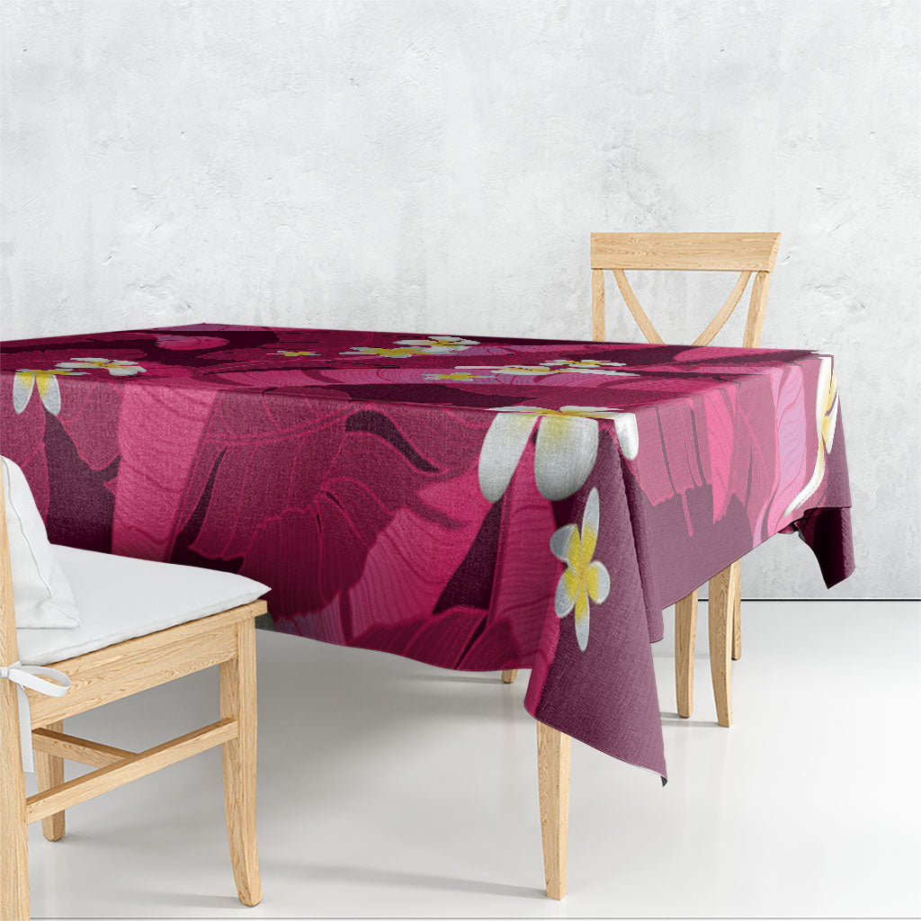 Pink Banana Leaf Hawaii Tablecloth Lau Maia Plumeria Tropical Summer Vibes LT14 - Polynesian Pride